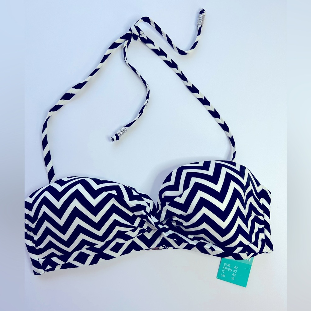 NWT H&M Bikini Tops x 2 Bundle Size 12 w/ Decorative Metal Closures